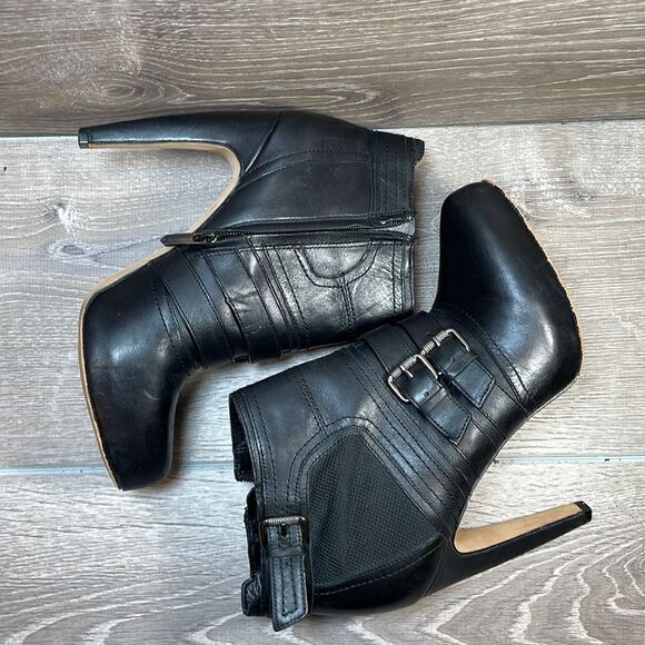Sam Edelman Kenley Women’s Sz 9M Black Leather 5” Heel Inside Zip Ankle Booties - Picture 9 of 12